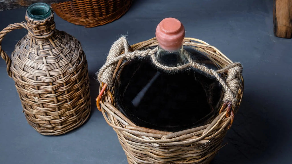 Mead Bottle in mead basket