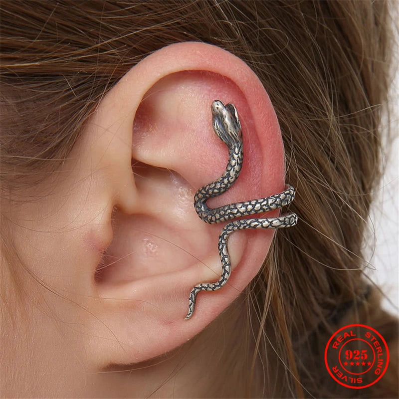 Jörmungandr's Coil Sterling Silver Ear Cuff (Single)