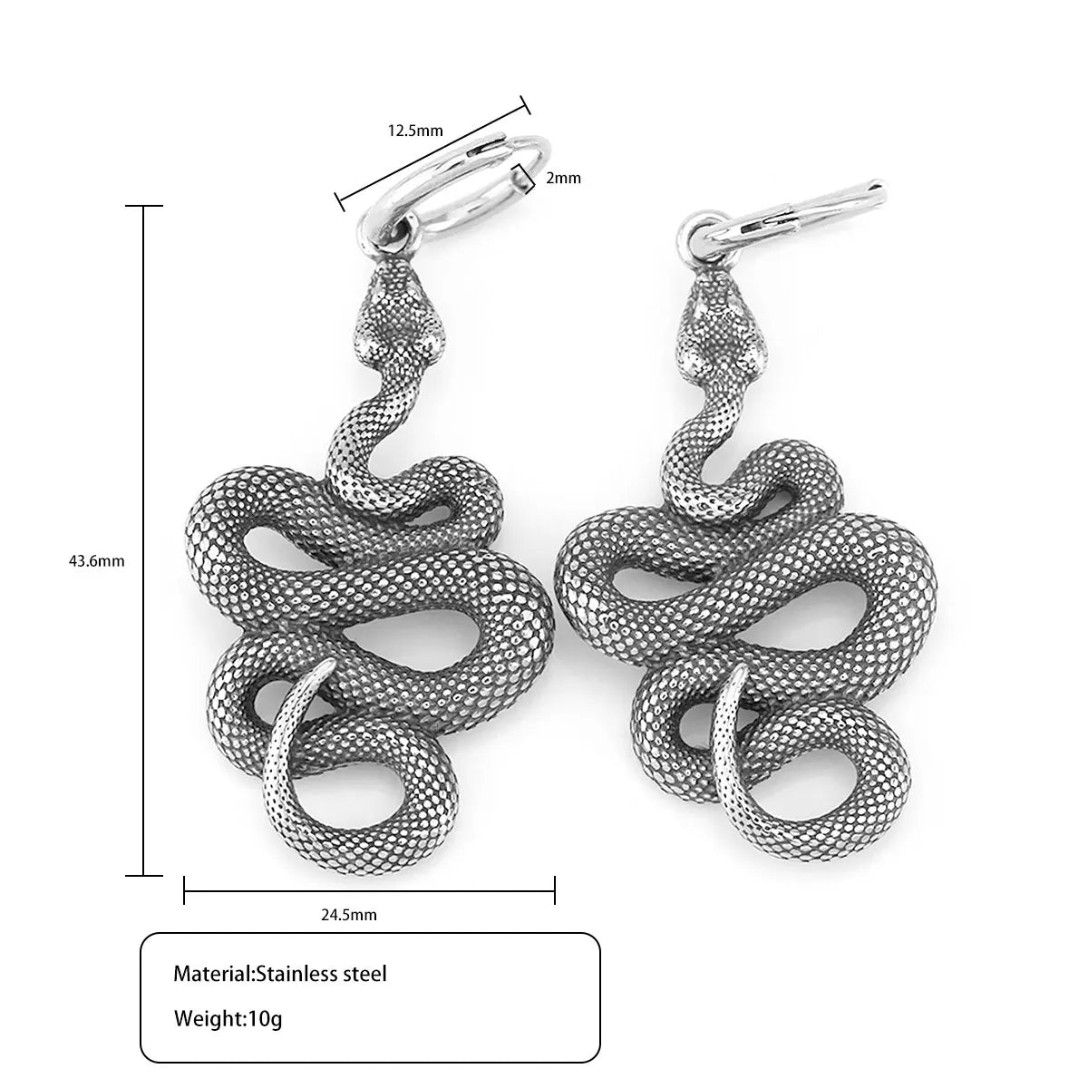Jörmungandr's Coil Stainless Steel Drop Earrings