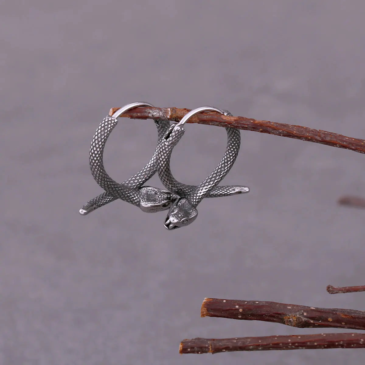Jörmungandr's Fangs Stainless Steel Hoop Earring