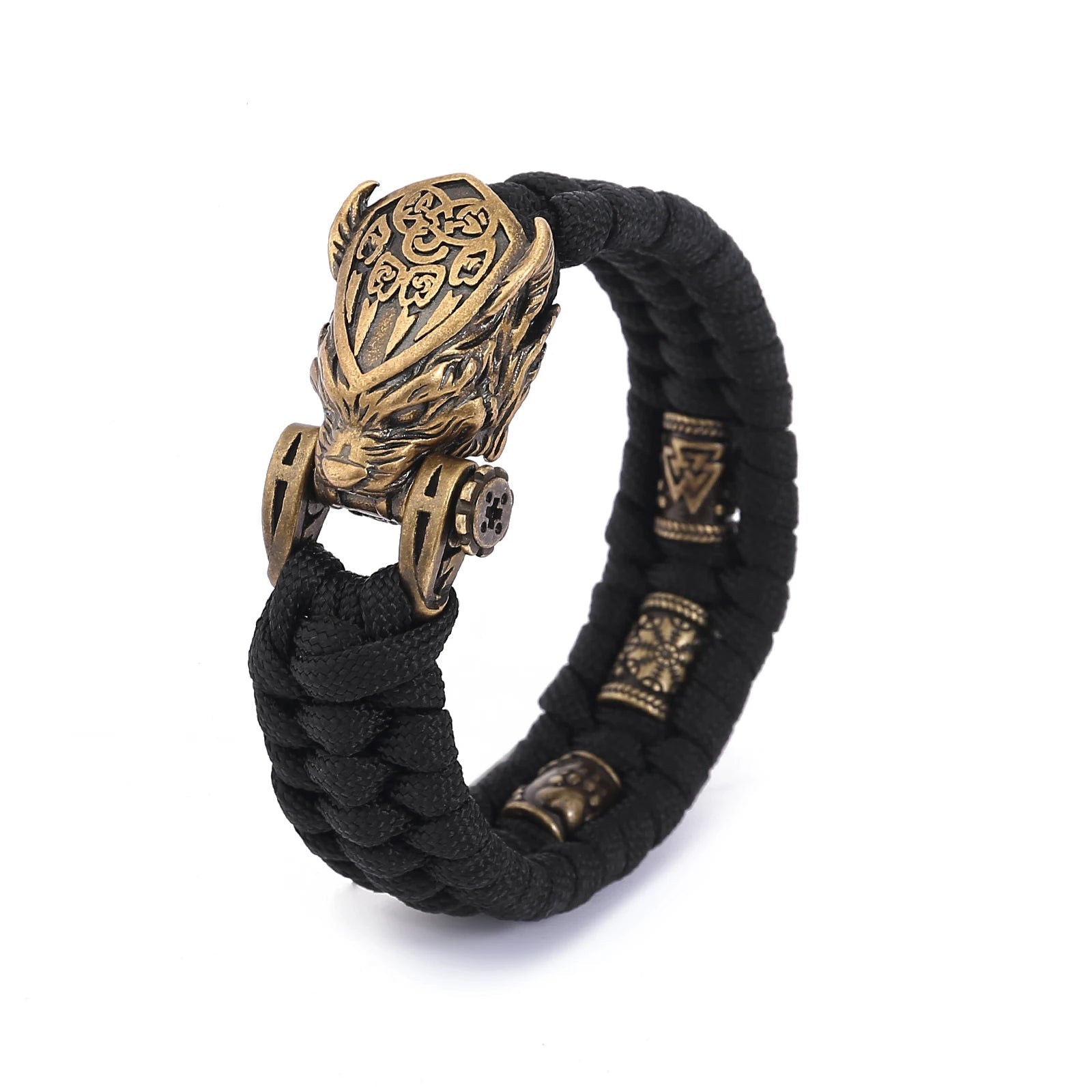 Fenrir’s Binding Viking Paracord Bracelet – Wolf Head Survival Cuff - Vikheim