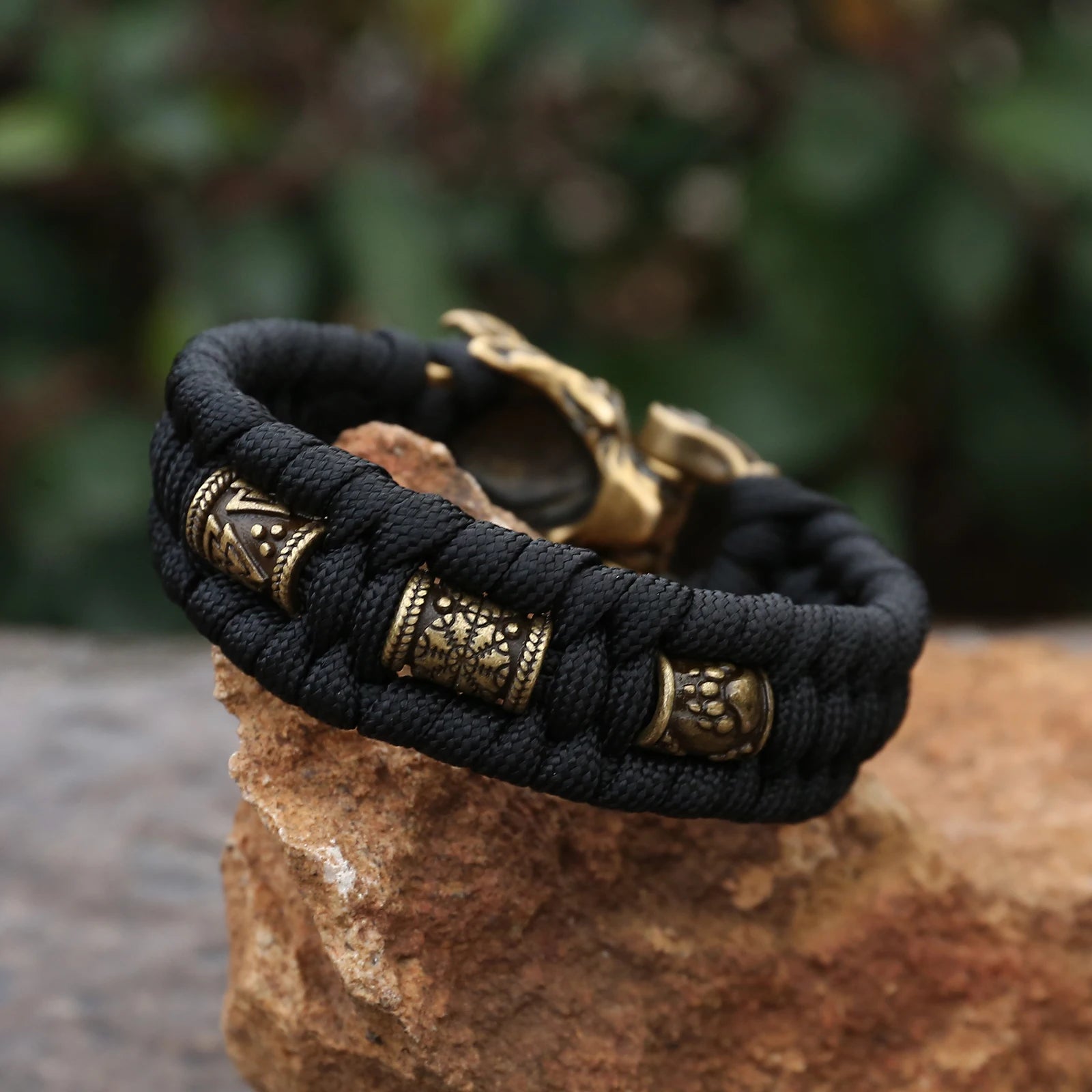 Fenrir’s Binding Viking Paracord Bracelet – Wolf Head Survival Cuff - Vikheim