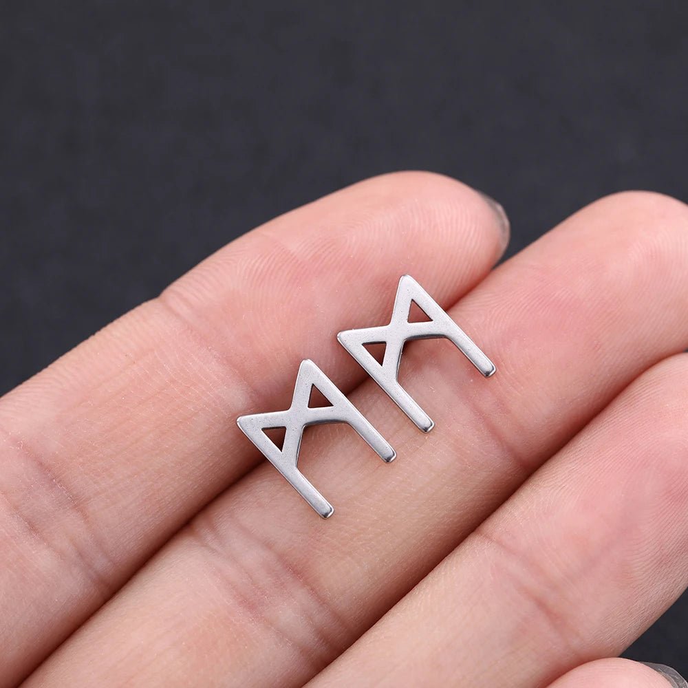 Nordic Runes Letter Stud Earrings - Vikheim