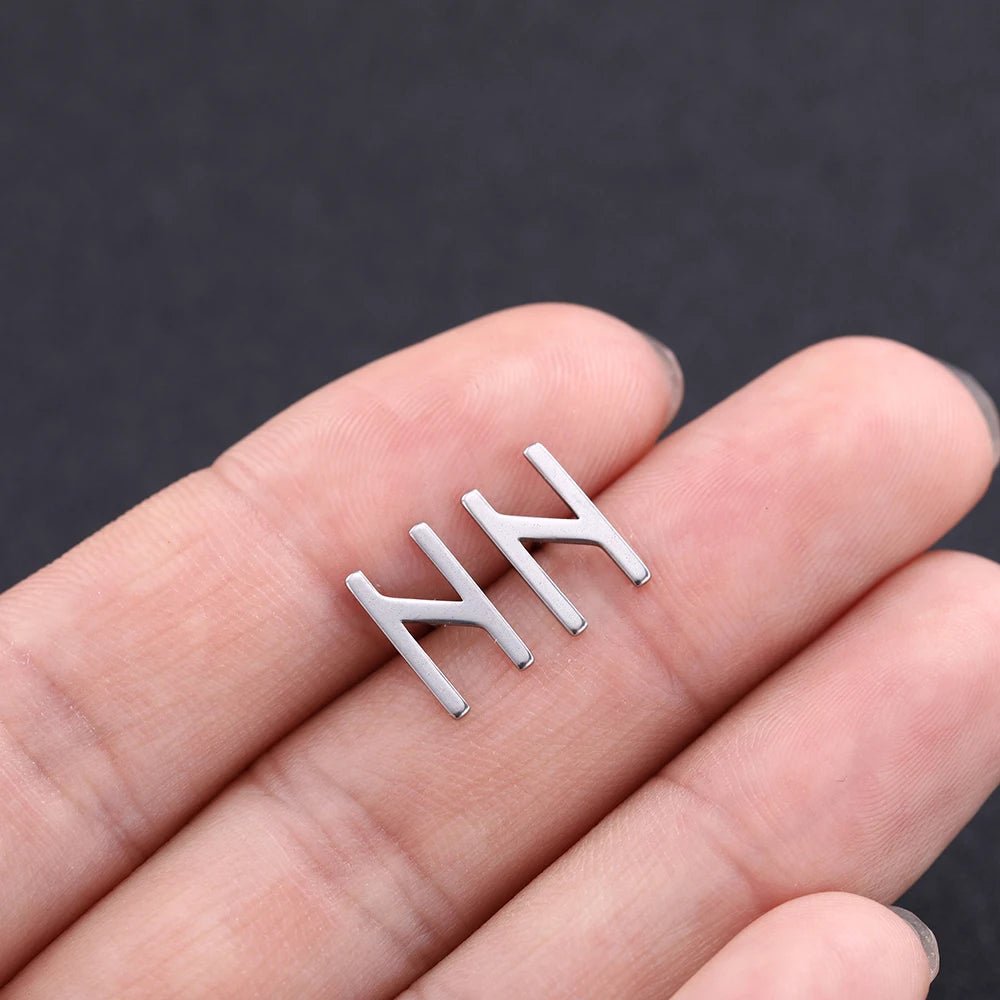Nordic Runes Letter Stud Earrings - Vikheim