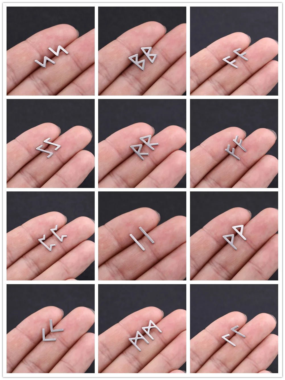 Nordic Runes Letter Stud Earrings - Vikheim