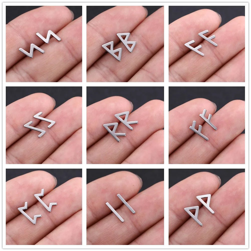 Nordic Runes Letter Stud Earrings - Vikheim