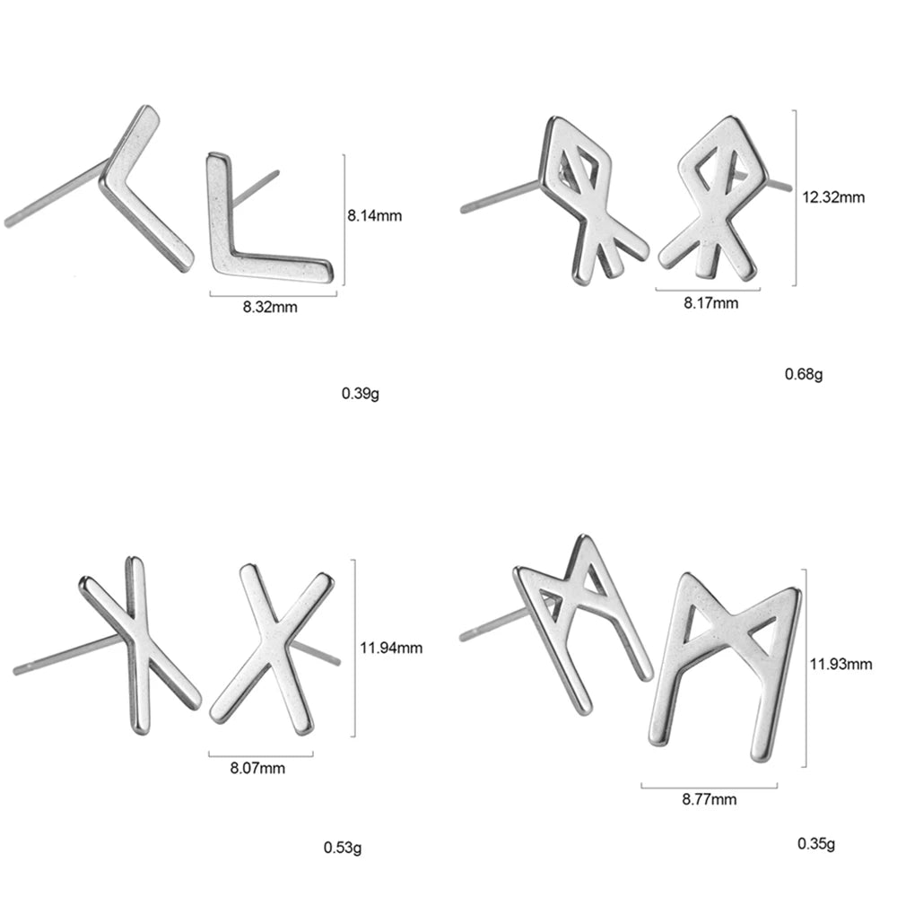 Nordic Runes Letter Stud Earrings - Vikheim