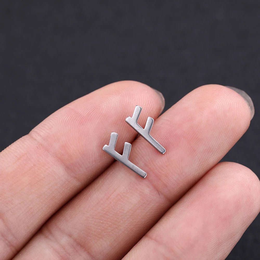 Nordic Runes Letter Stud Earrings - Vikheim