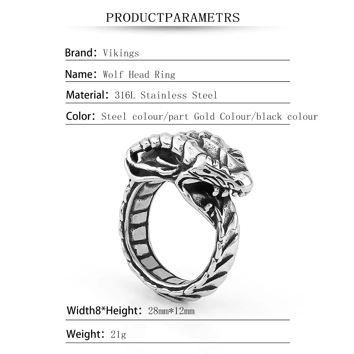 Serpent Ring of Jörmungandr in Stainless Steel - Vikheim