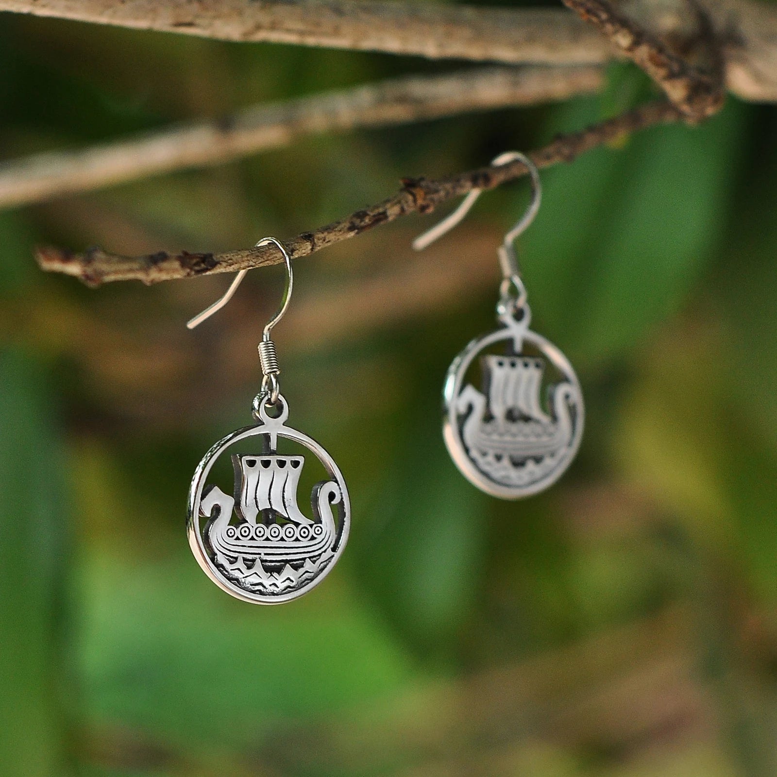 Stainless Steel Viking Longship Earrings - Vikheim