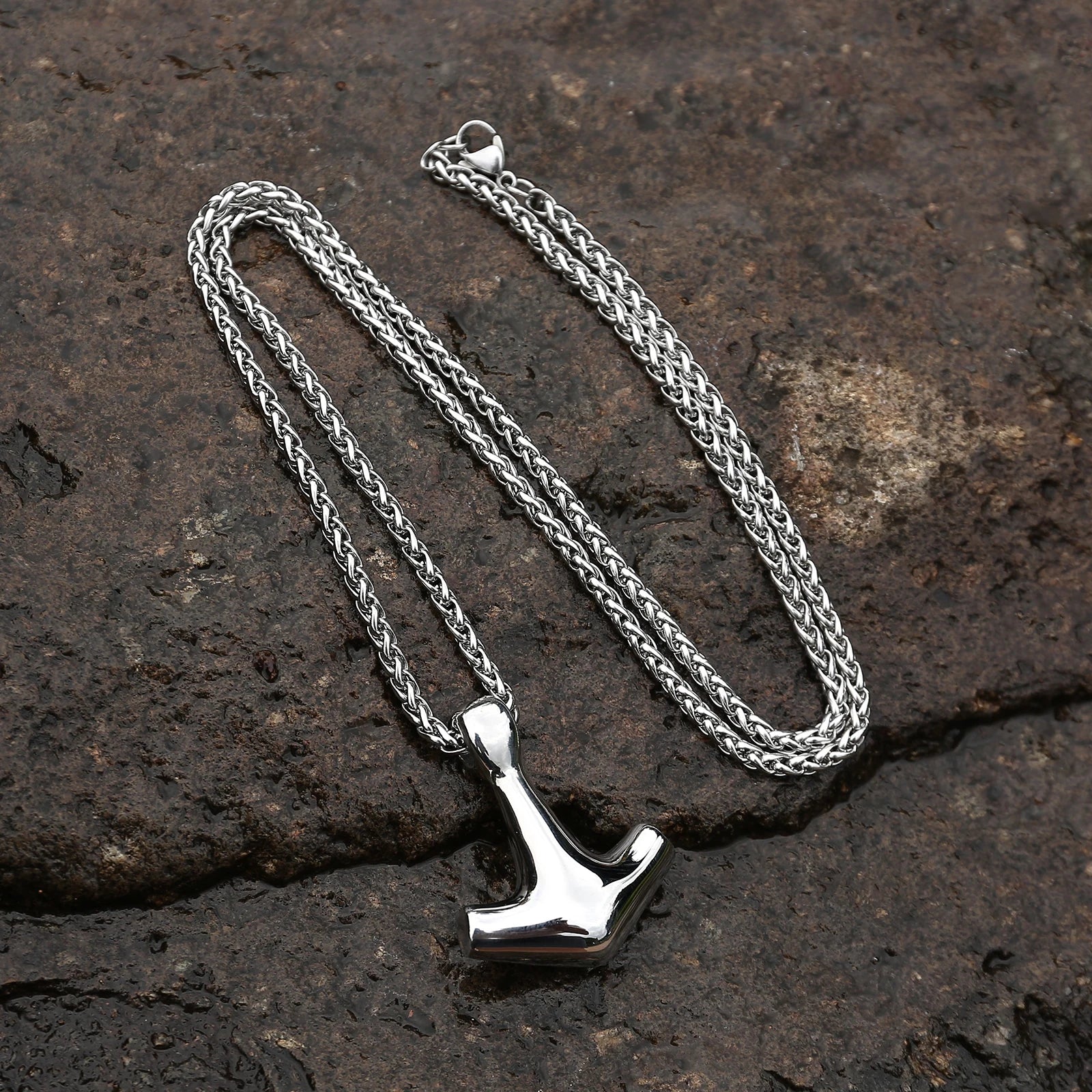 Thor's Stainless Steel Hammer Mjölnir Pendant with 60cm Chain - Vikheim