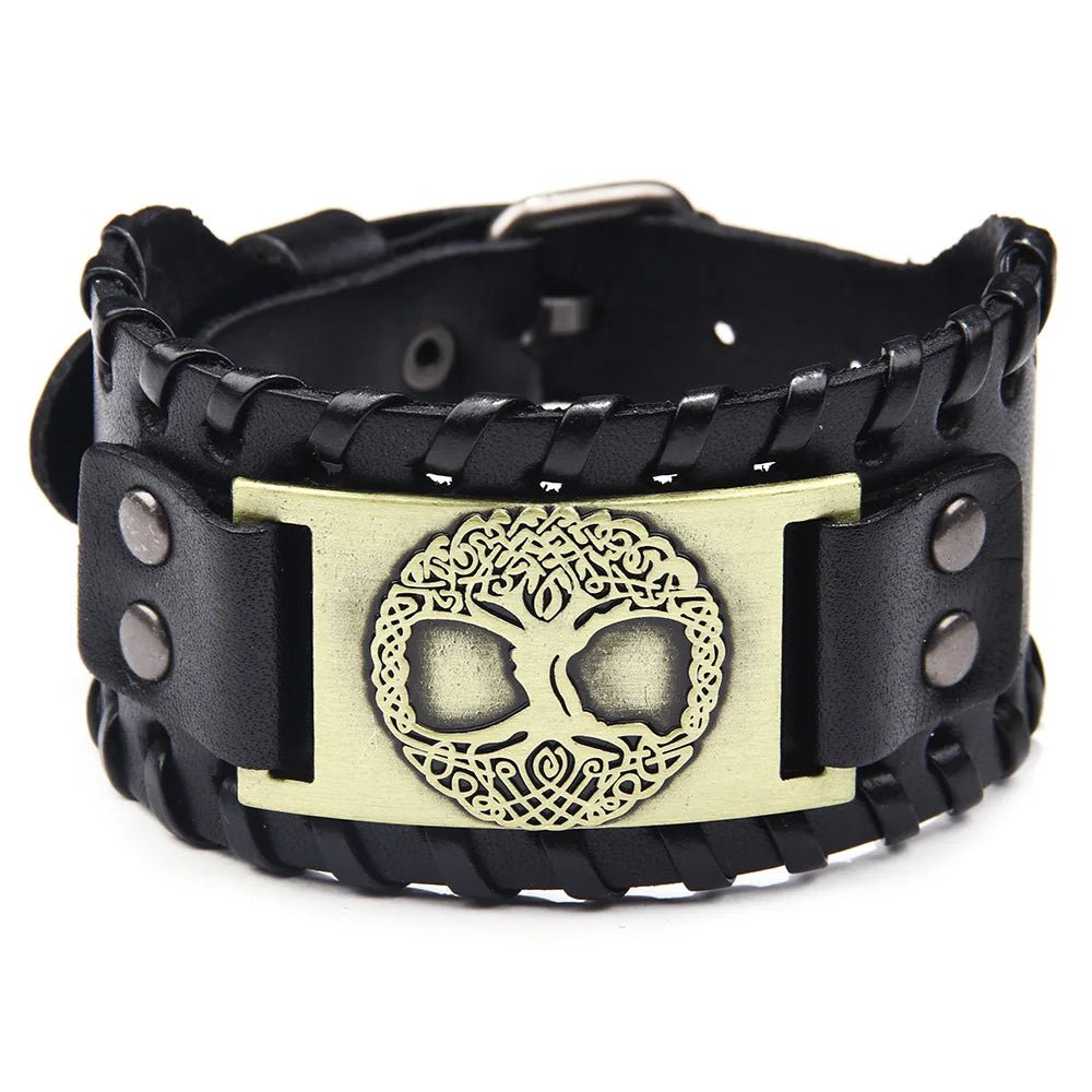 Toten Yggdrasil Leather Cuff Bracelet - Vikheim