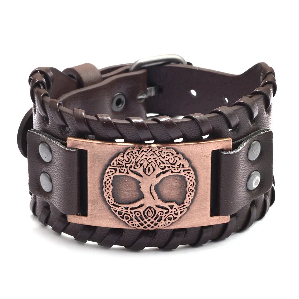 Toten Yggdrasil Leather Cuff Bracelet - Vikheim