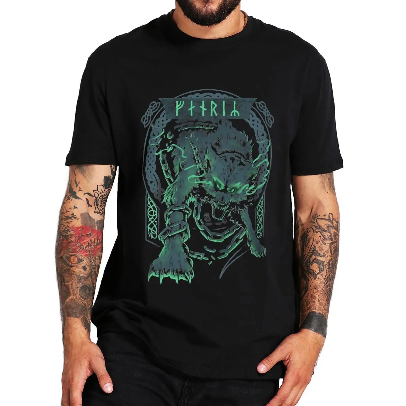 Viking Fenrir Wolf Cotton T-Shirt - Vikheim