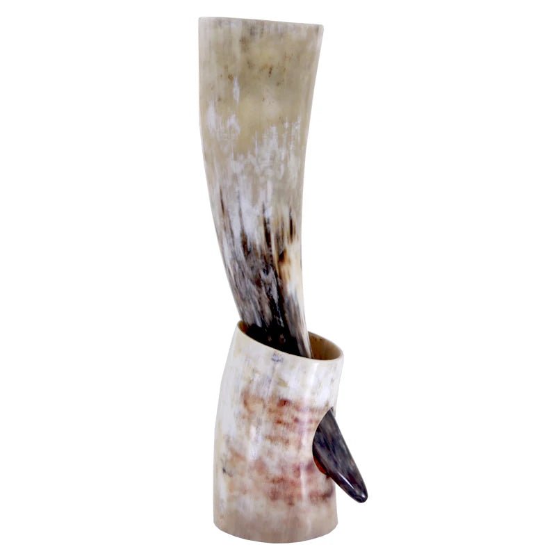 Viking Ölhorn Drinking Horn - Handcrafted Buffalo Horn Mead Vessel with Stand - Vikheim