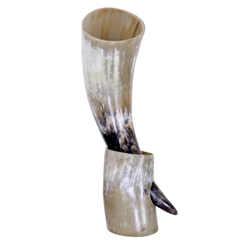 Viking Ölhorn Drinking Horn - Handcrafted Buffalo Horn Mead Vessel with Stand - Vikheim