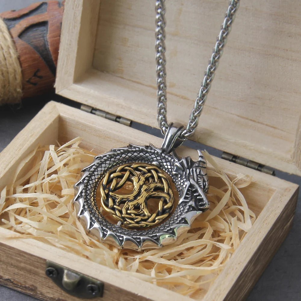 Viking Tree of Life & Ouroboros Amulet Necklace - Vikheim