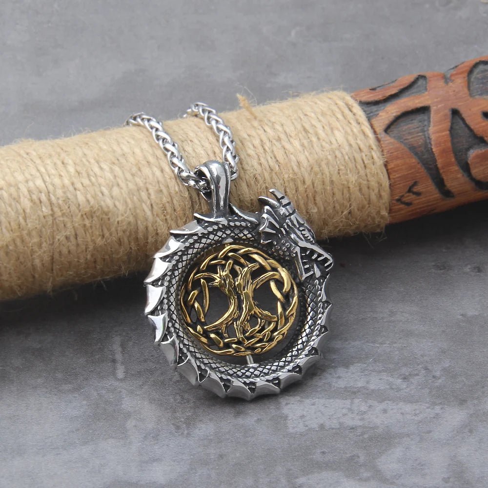Viking Tree of Life & Ouroboros Amulet Necklace - Vikheim