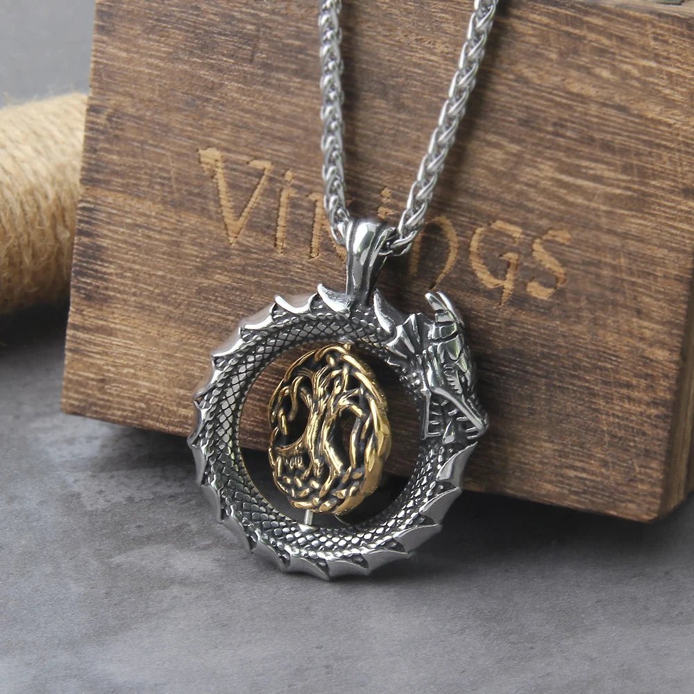 Viking Tree of Life & Ouroboros Amulet Necklace - Vikheim