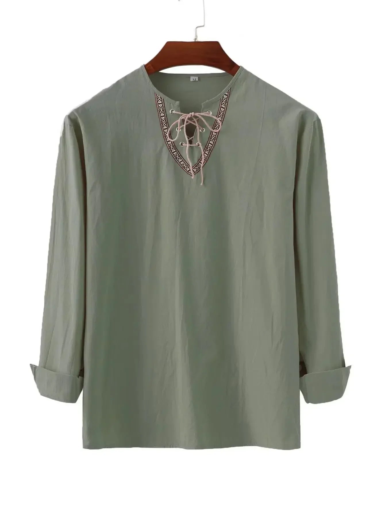 Viking Válknöttr Tunic - Norse Lace - Up Shirt with Runic Embroidery - Vikheim