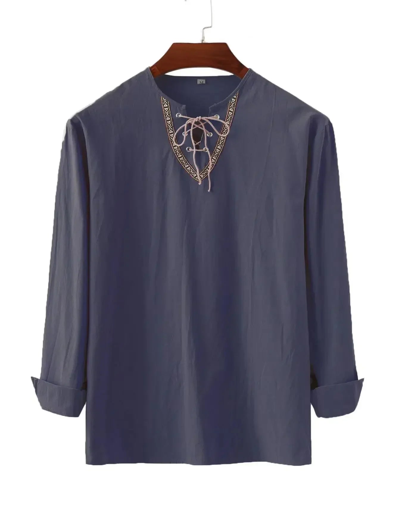 Viking Válknöttr Tunic - Norse Lace - Up Shirt with Runic Embroidery - Vikheim