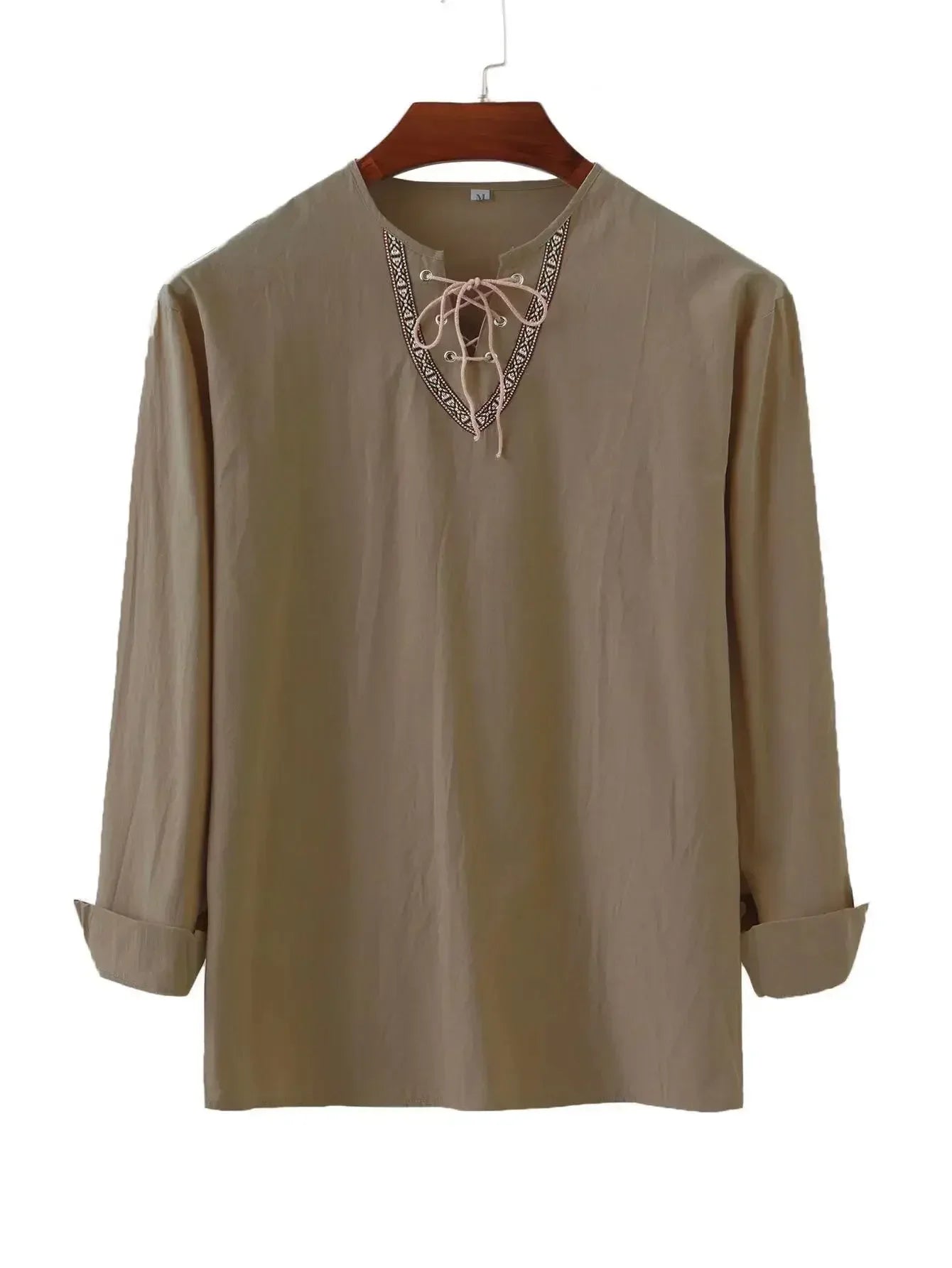 Viking Válknöttr Tunic - Norse Lace - Up Shirt with Runic Embroidery - Vikheim