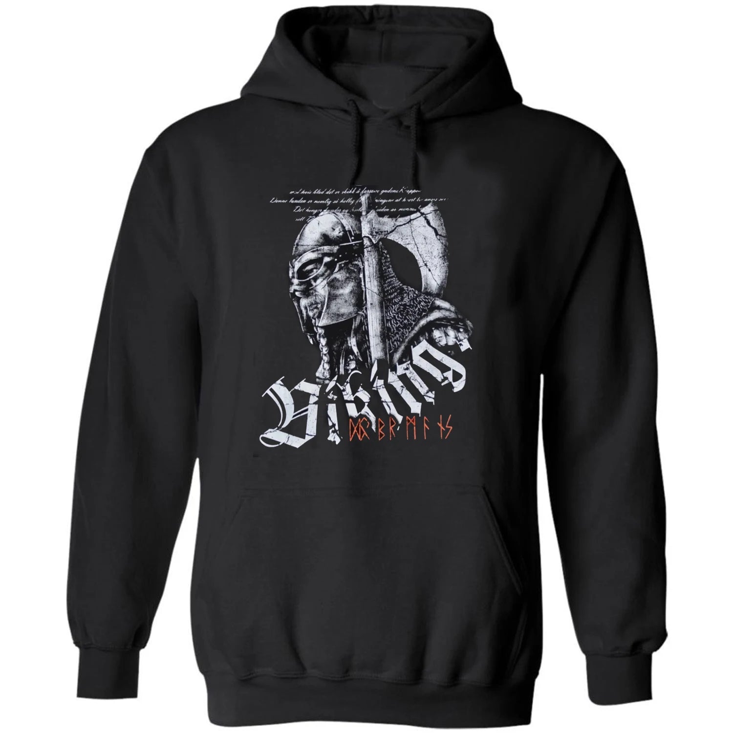 Viking Warrior Inscriptions Pullover Hoodie or Sweater | Nordic Rune Sweatshirt - Vikheim