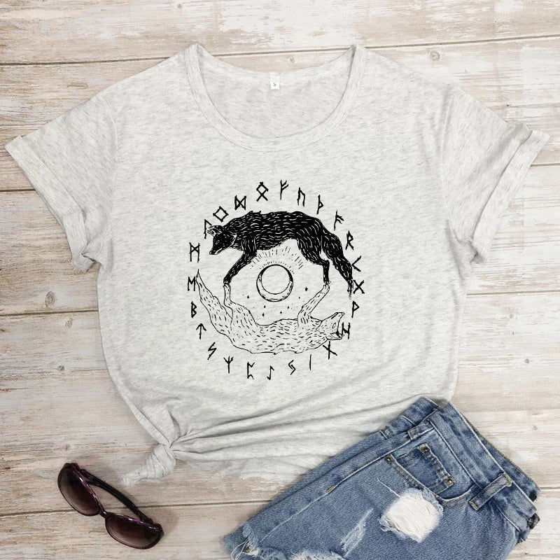 Viking Wolf Pack Cotton T-Shirt - Vikheim