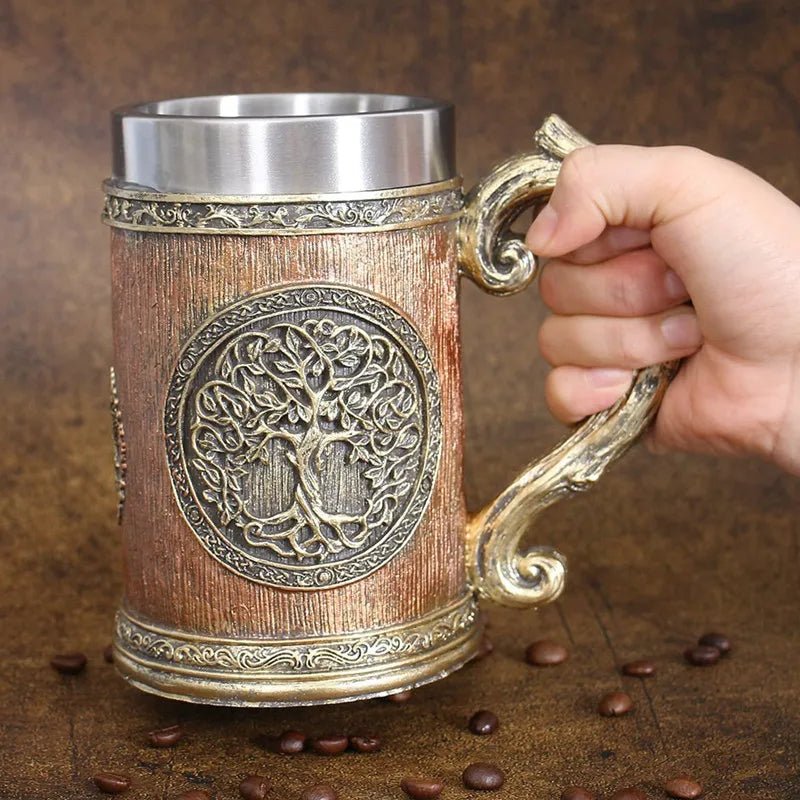 Viking Yggdrasil Stein - Double - Wall Tree of Life Beer Mug - Vikheim