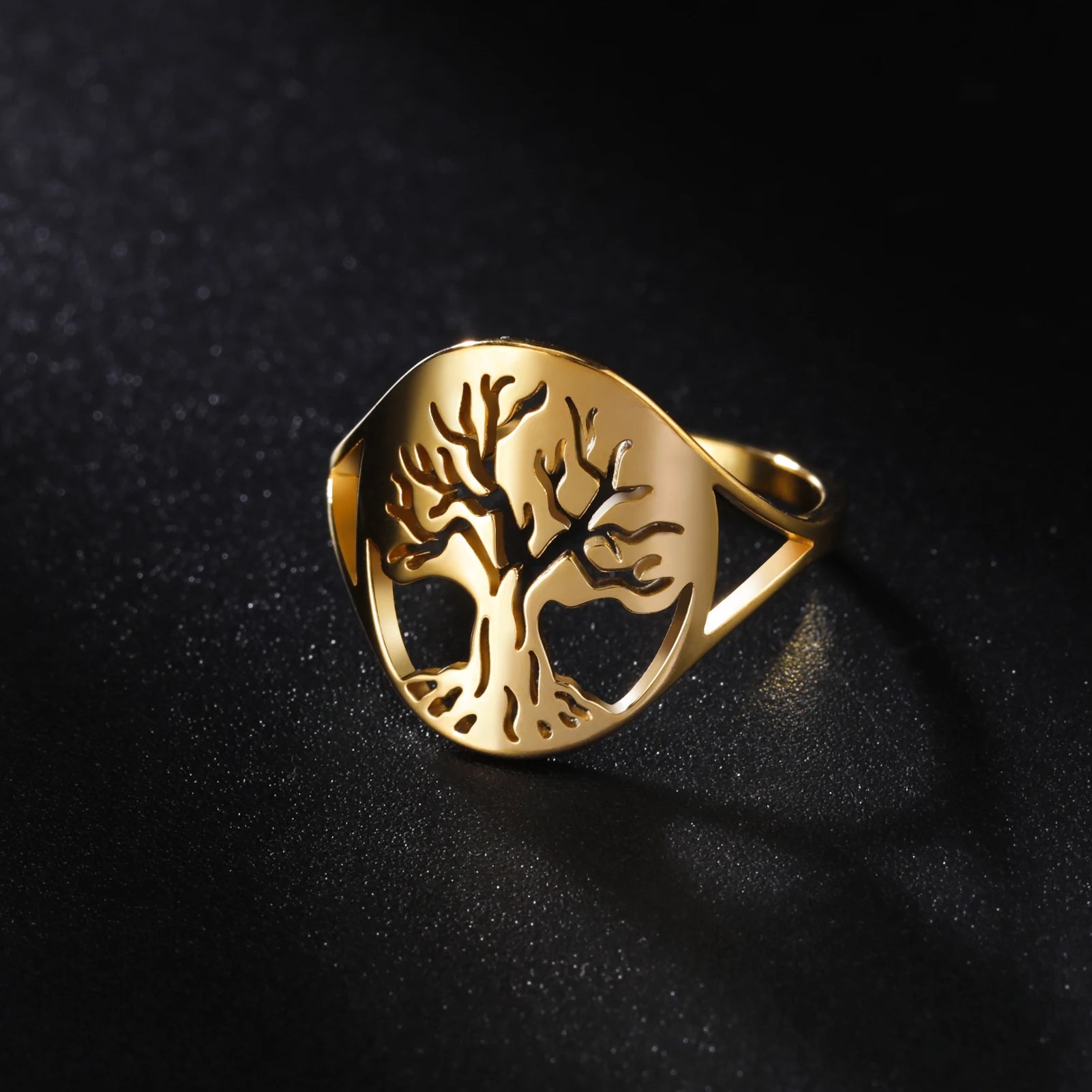 Women's Yggdrasil Tree of Life Ring in Stainless Steel - Vikheim