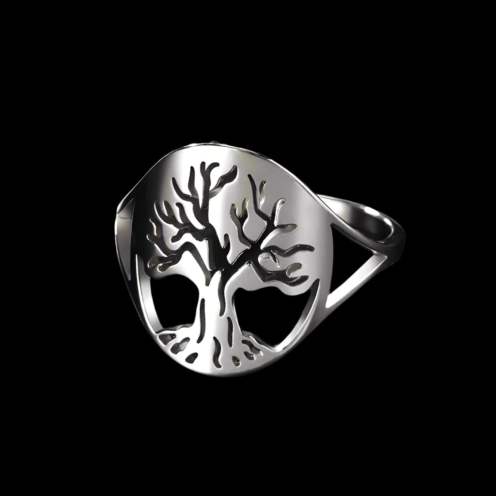 Women's Yggdrasil Tree of Life Ring in Stainless Steel - Vikheim